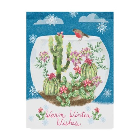 Lisa Powell Braun 'Winter Cactus Terrarium' Canvas Art,24x32